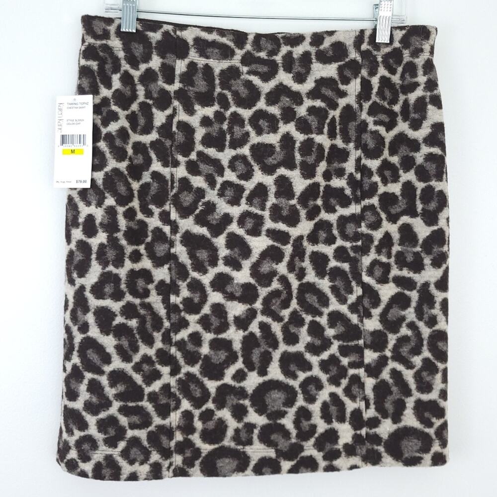 New Karen Kane Wool Blend Pencil Skirt Animal Print Cheetah Medium Careerwear